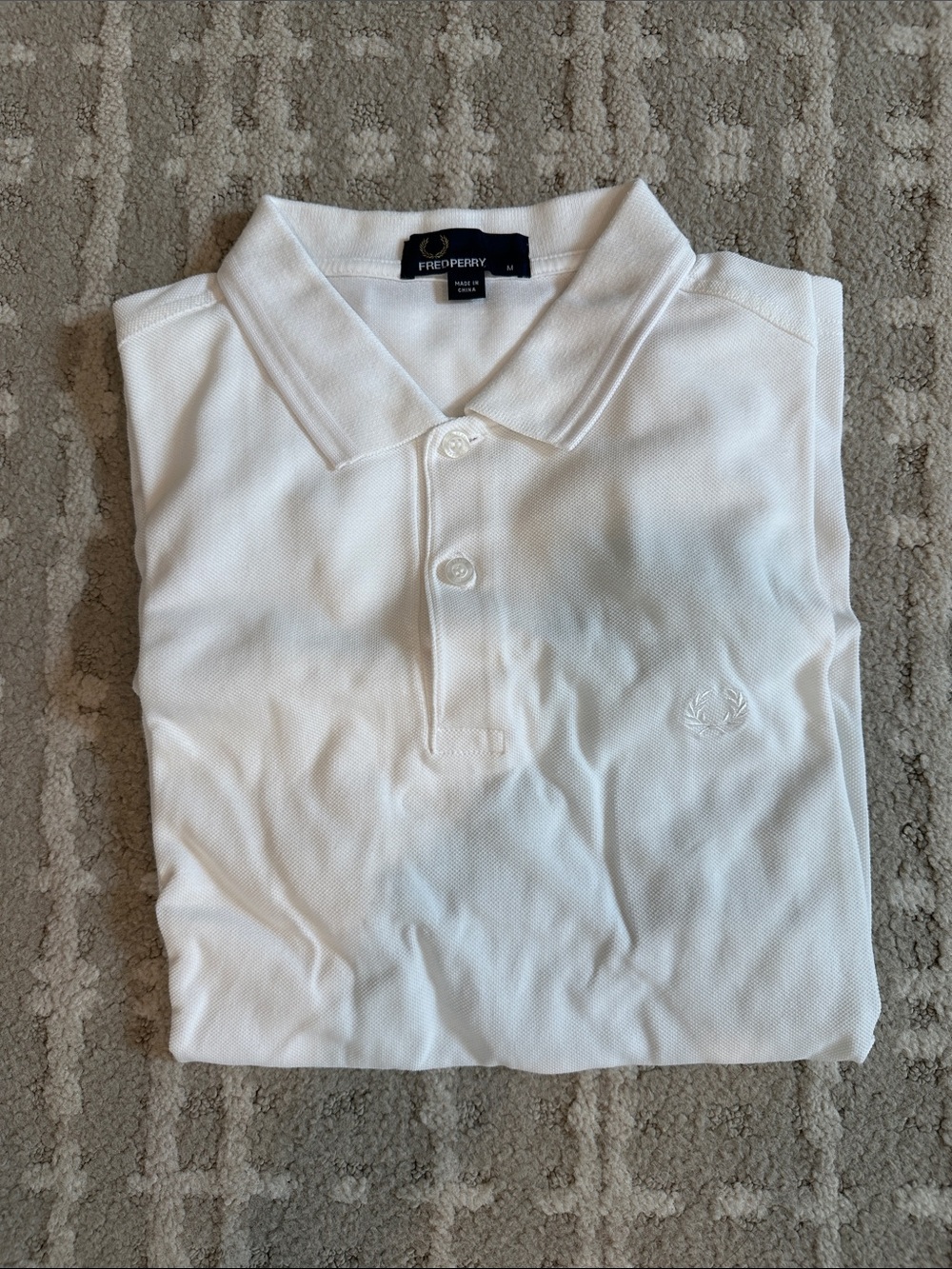 Fred Perry White Men’s Polo with Subtle Laurel Logo